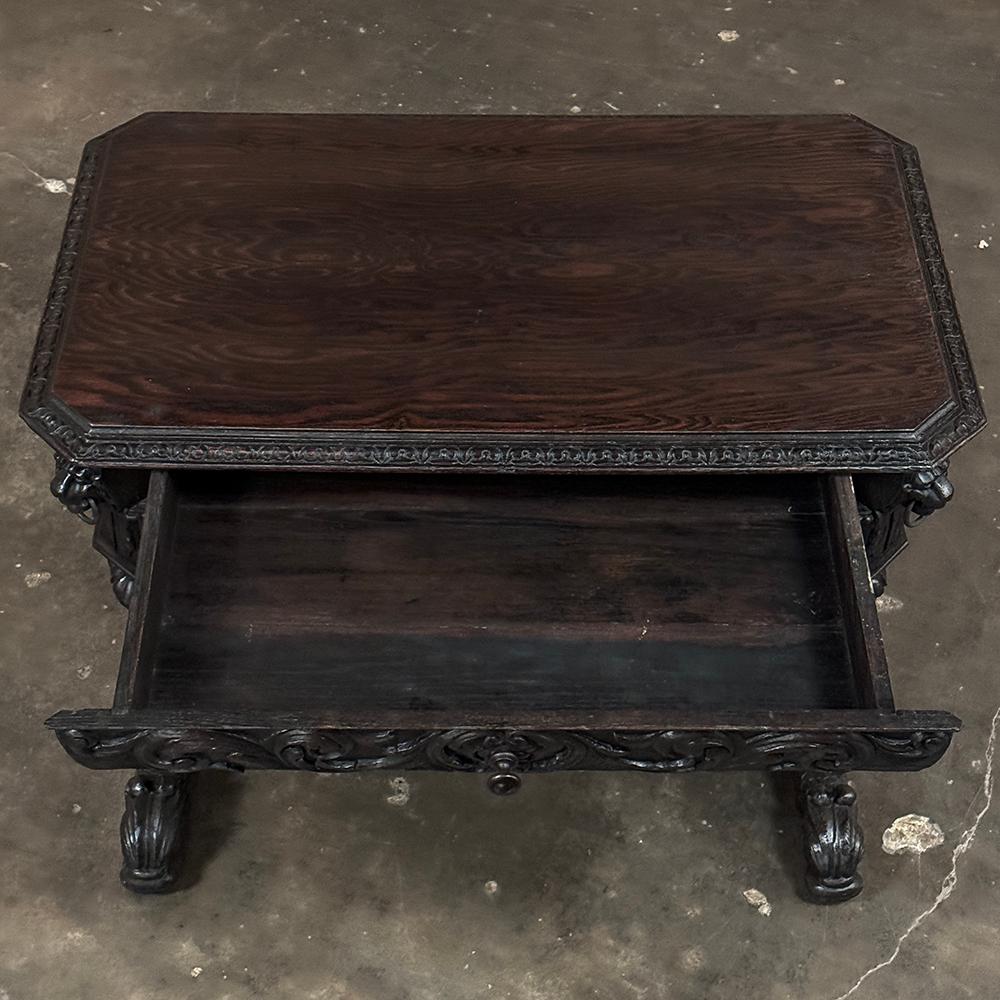Oak 19th Century French Renaissance Writing Desk ~ End Table For Sale