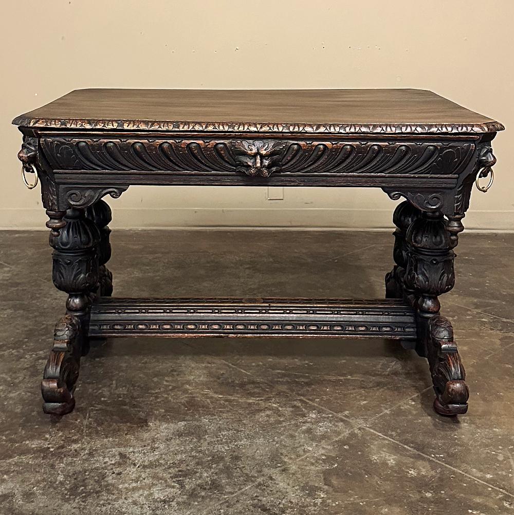 Hand-Carved 19th Century French Renaissance Writing Desk For Sale