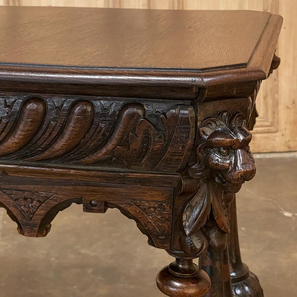 Renaissance Revival 19th Century French Renaissance Writing Table, Desk For Sale