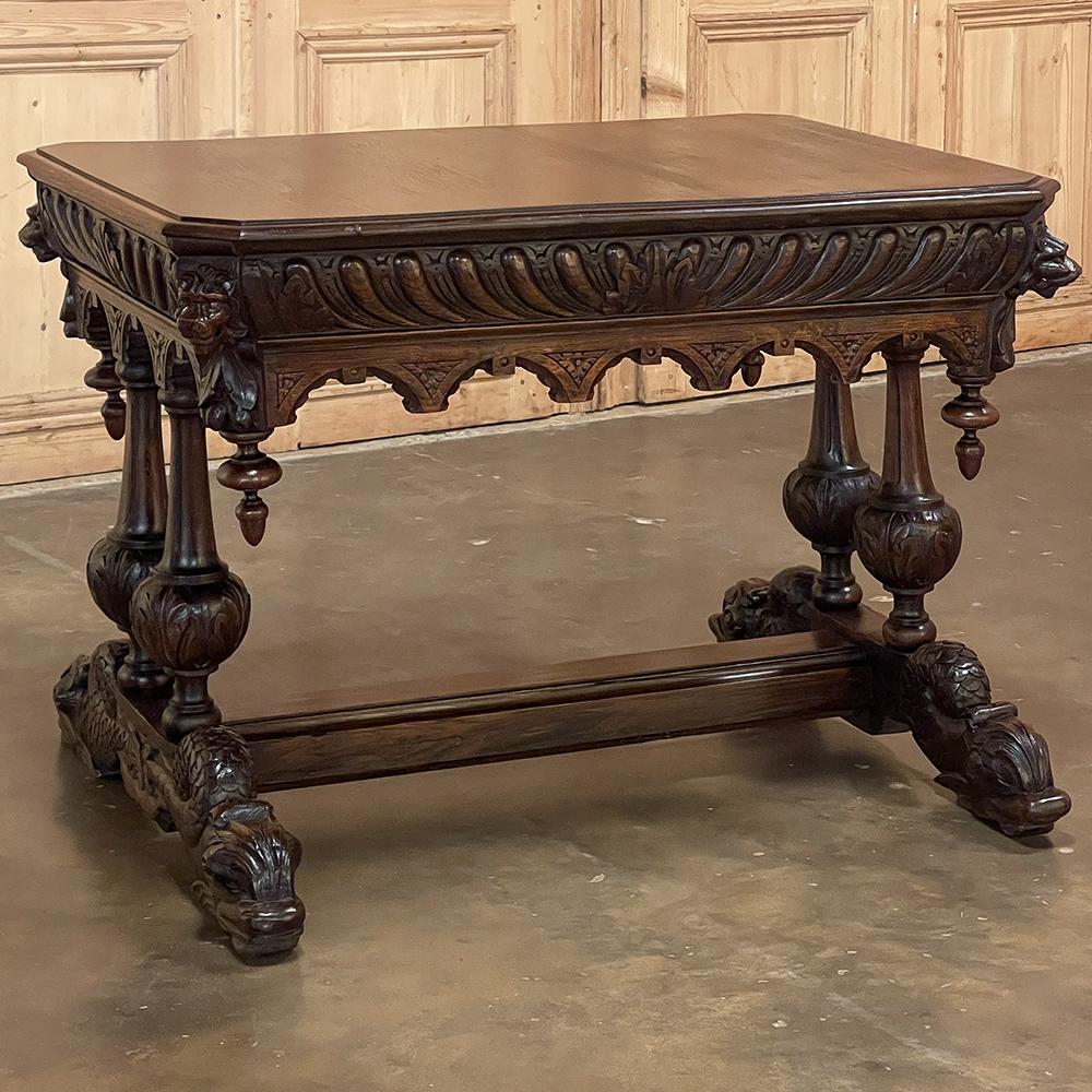 Oak 19th Century French Renaissance Writing Table, Desk For Sale