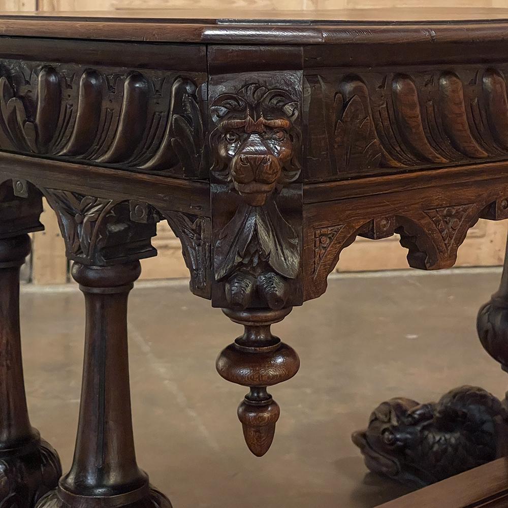 Chêne Table à écrire, bureau, Renaissance française du 19e siècle en vente