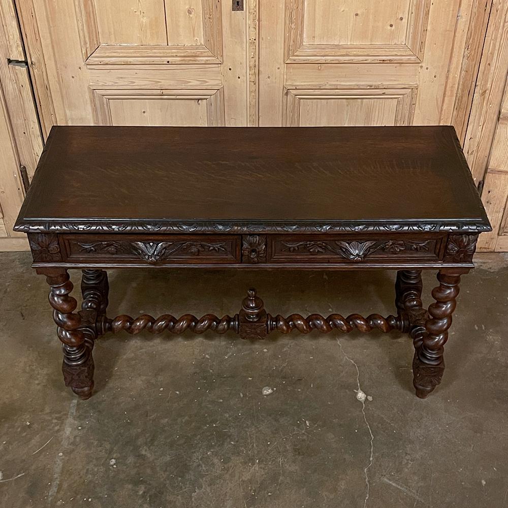 Hand-Crafted 19th Century French Renaissance Writing Table, Desk, Sofa Table