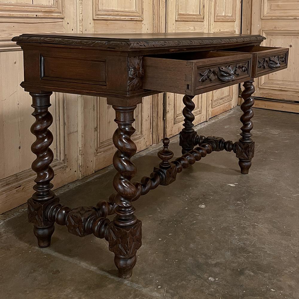 Oak 19th Century French Renaissance Writing Table, Desk, Sofa Table