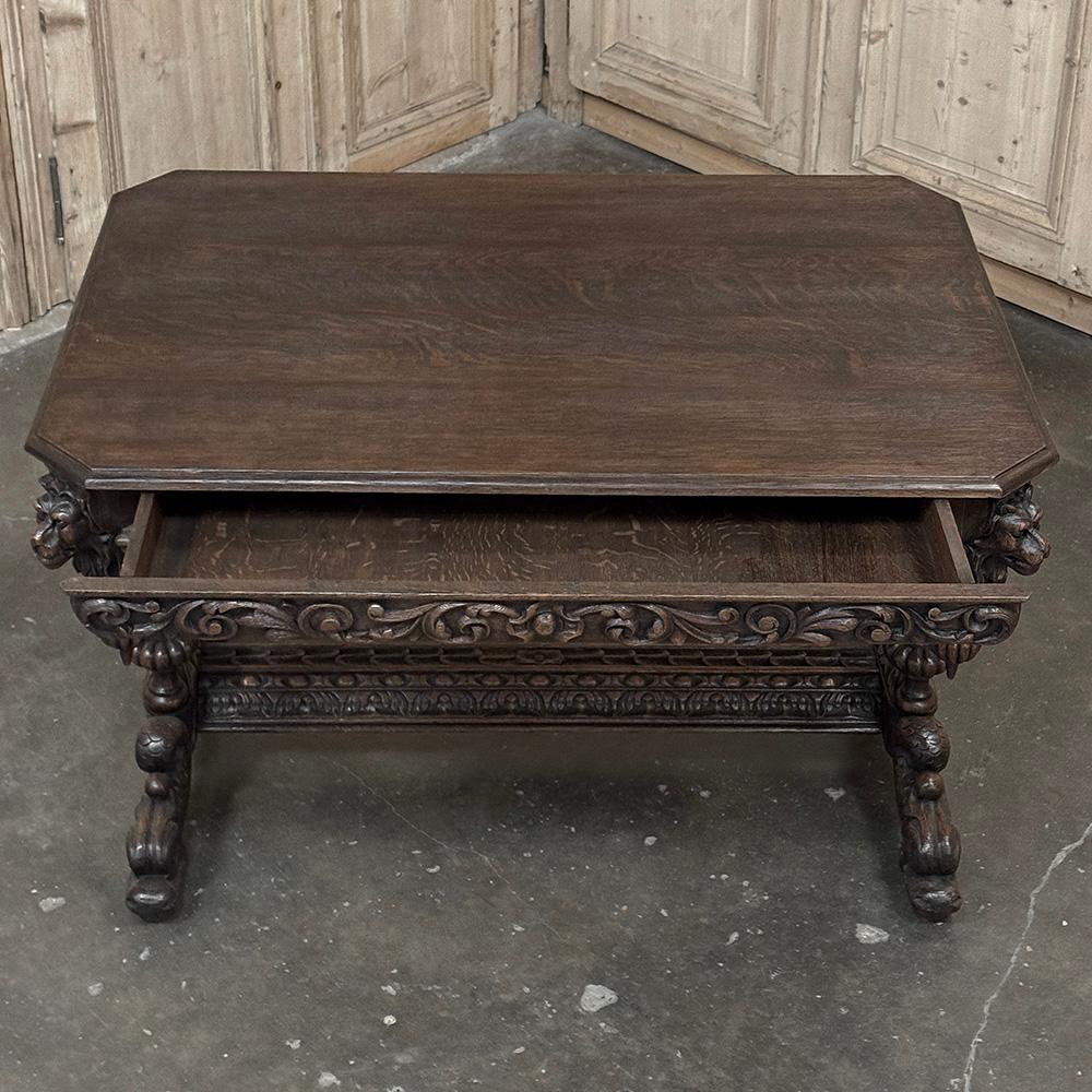 Table à écrire Renaissance française du 19ème siècle ~ Bureau avec Dauphins en vente 9
