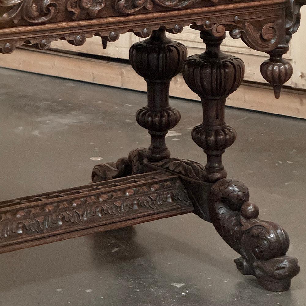 Table à écrire Renaissance française du 19ème siècle ~ Bureau avec Dauphins en vente 1