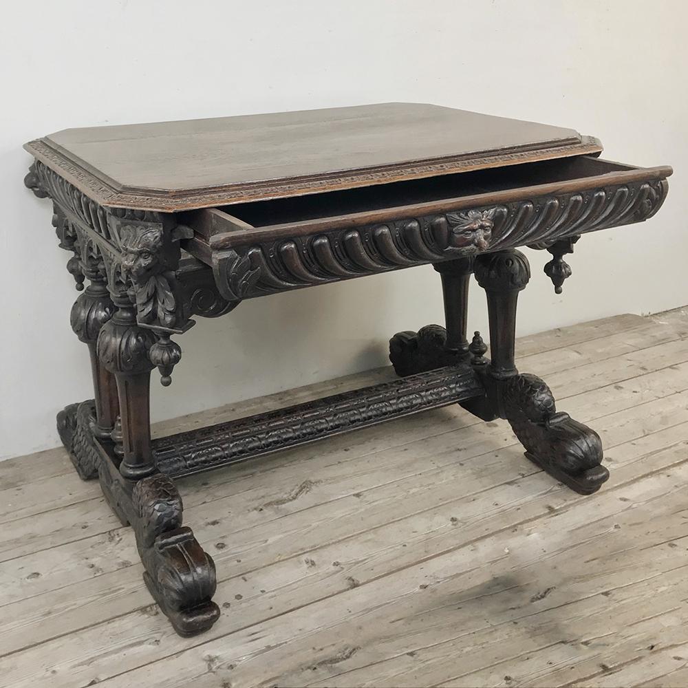 19th Century French Renaissance Writing Table In Good Condition In Dallas, TX