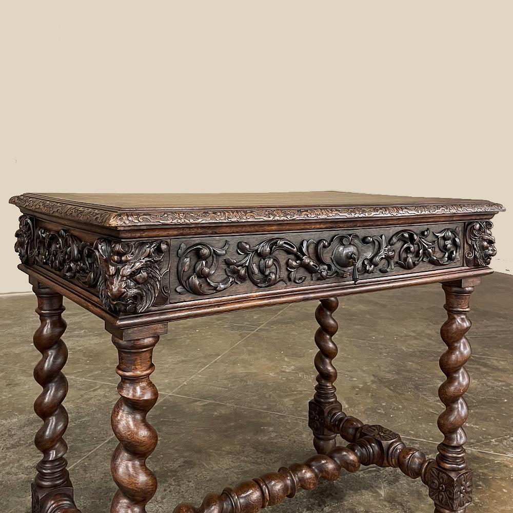 19th Century French Renaissance Writing Table, Student Desk For Sale 4