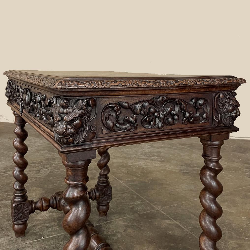 19th Century French Renaissance Writing Table, Student Desk For Sale 5