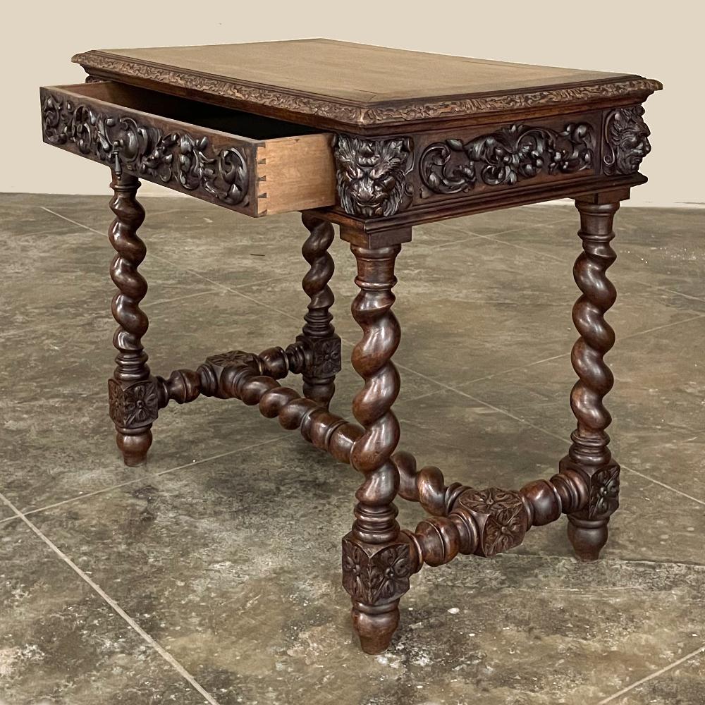 Oak 19th Century French Renaissance Writing Table, Student Desk For Sale