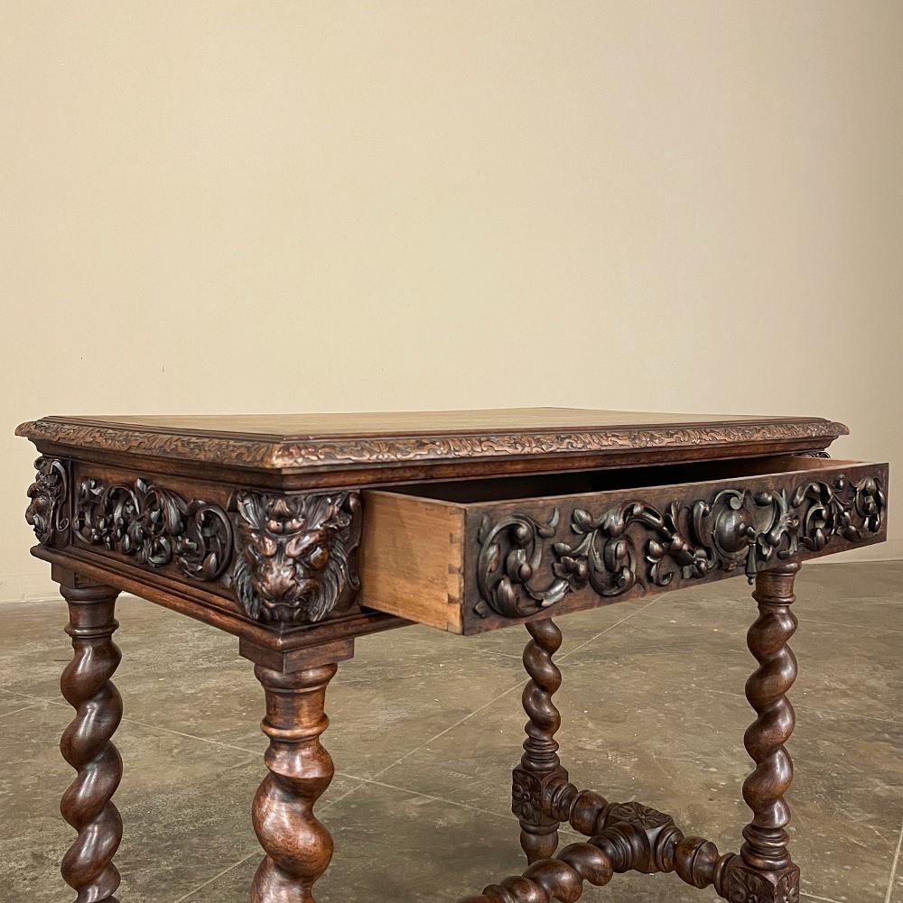 Chêne Table d'écriture Renaissance française du 19ème siècle, bureau d'étudiant en vente