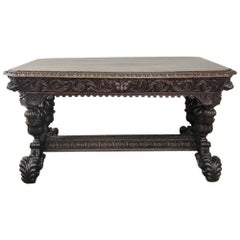19th Century French Renaissance Writing Table with Lions