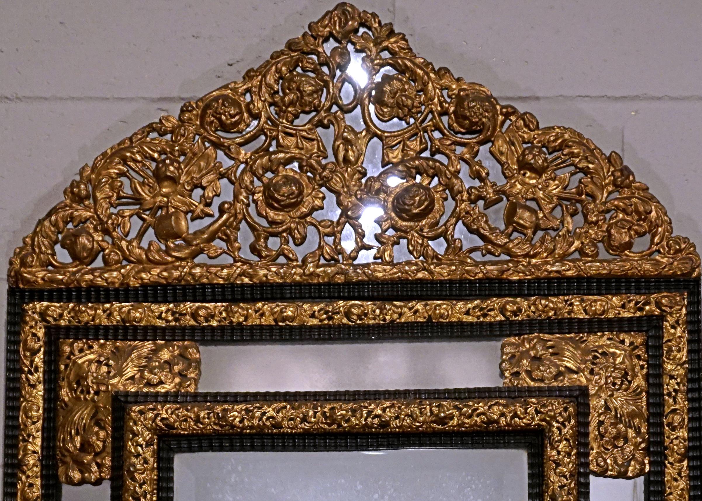 19th century French Repusee mirror, matte finish for photo purposes only.