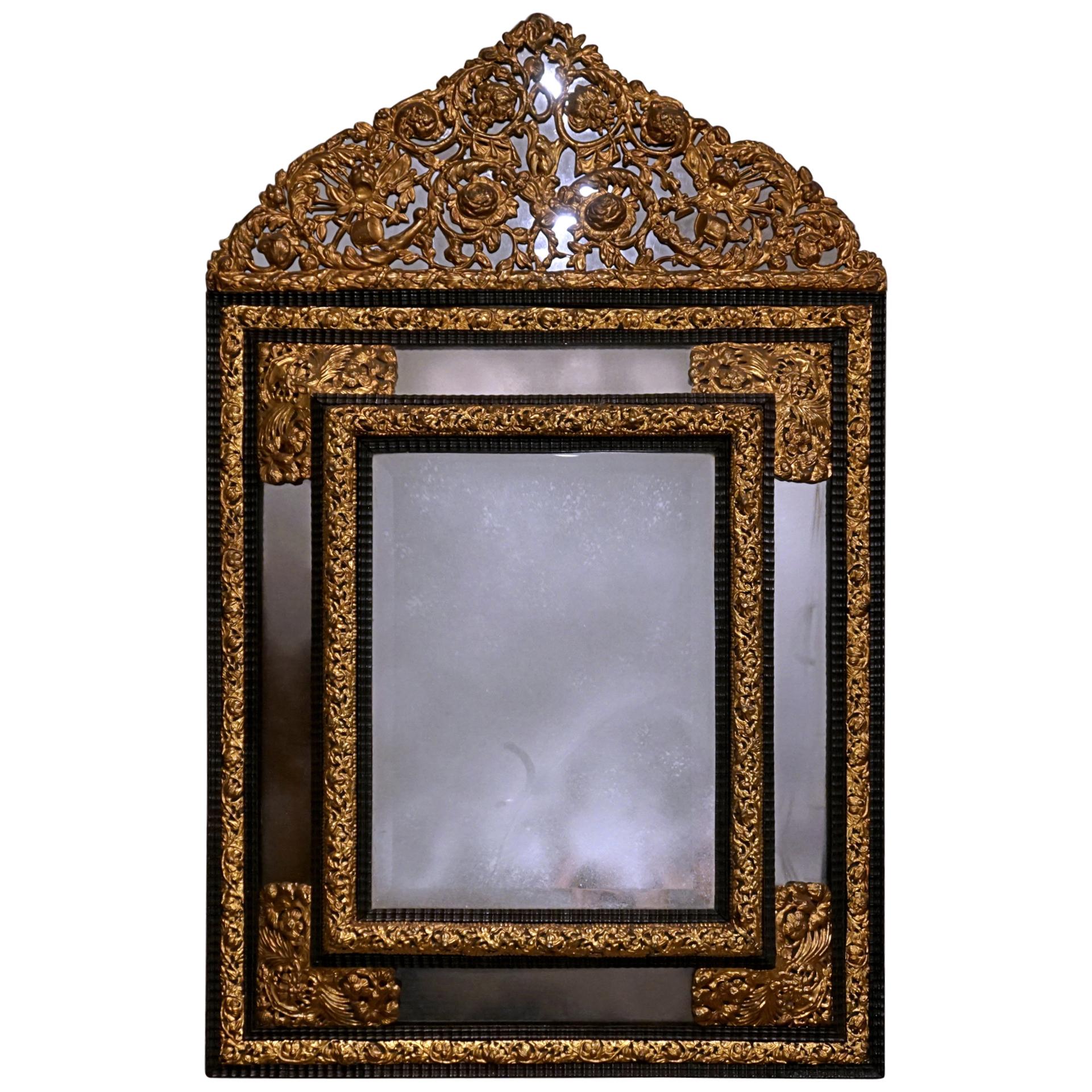 19th Century French Repusse Mirror For Sale