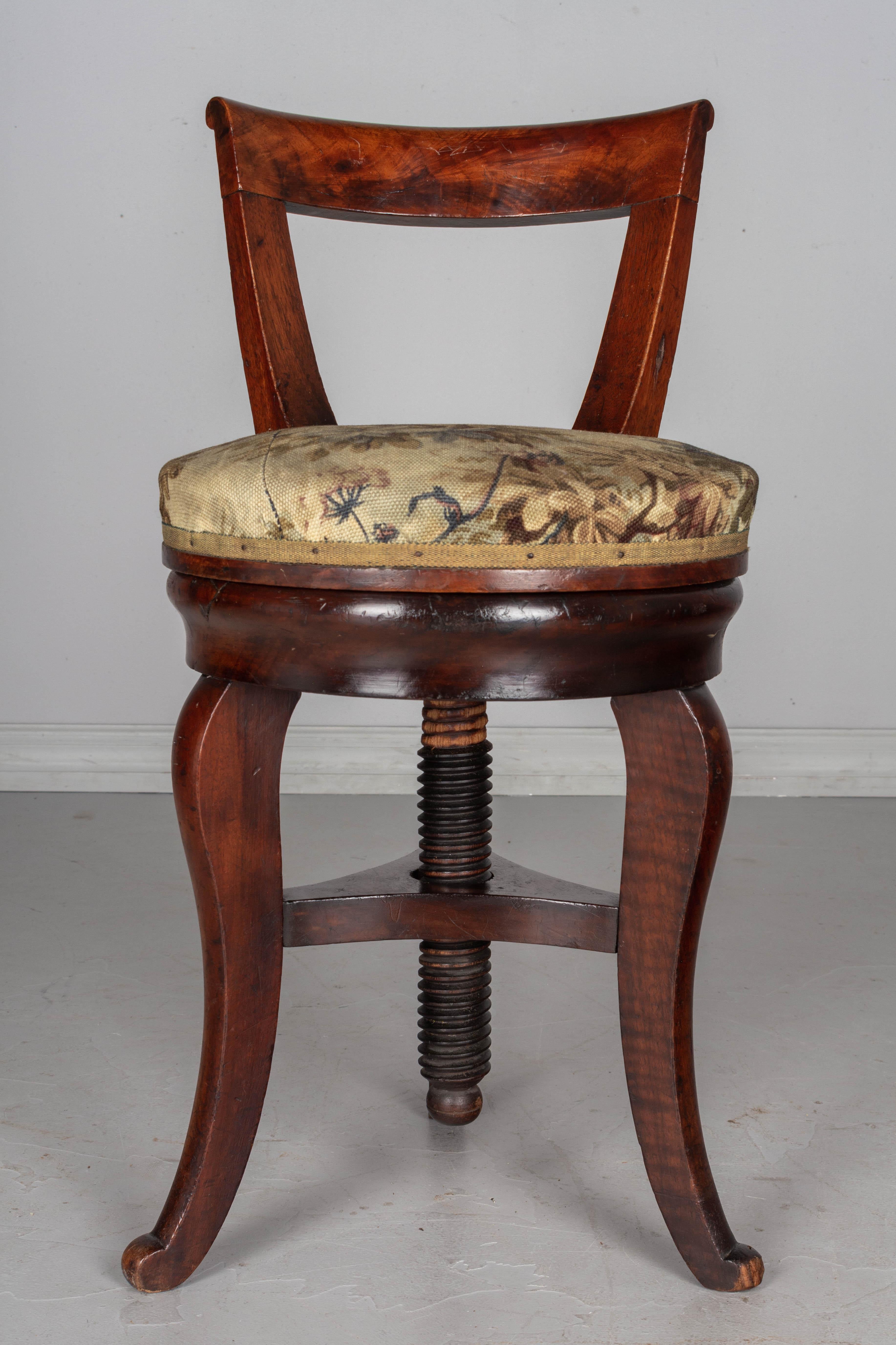 19th Century French Restauration Harpist Swivel Stool 4