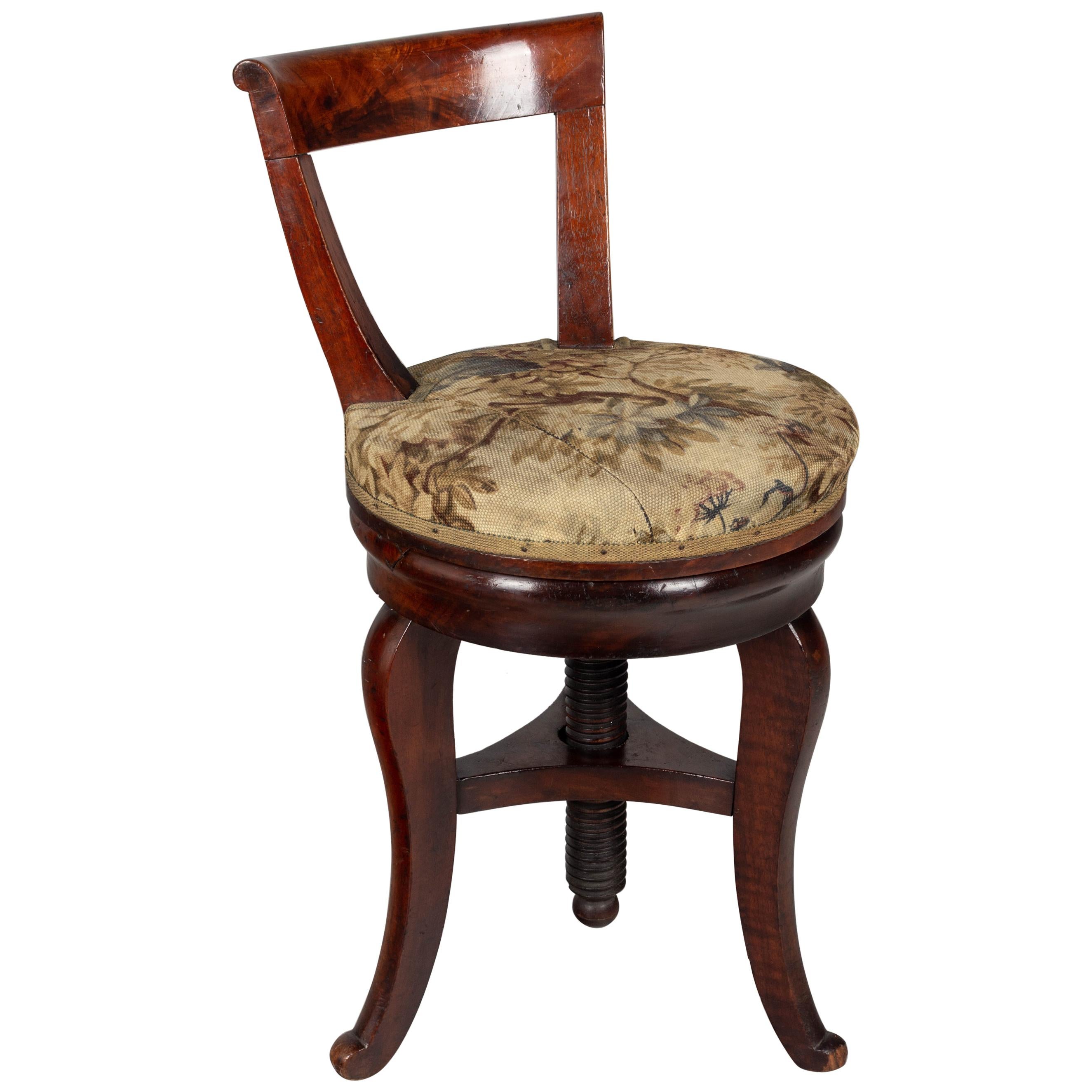 19th Century French Restauration Harpist Swivel Stool