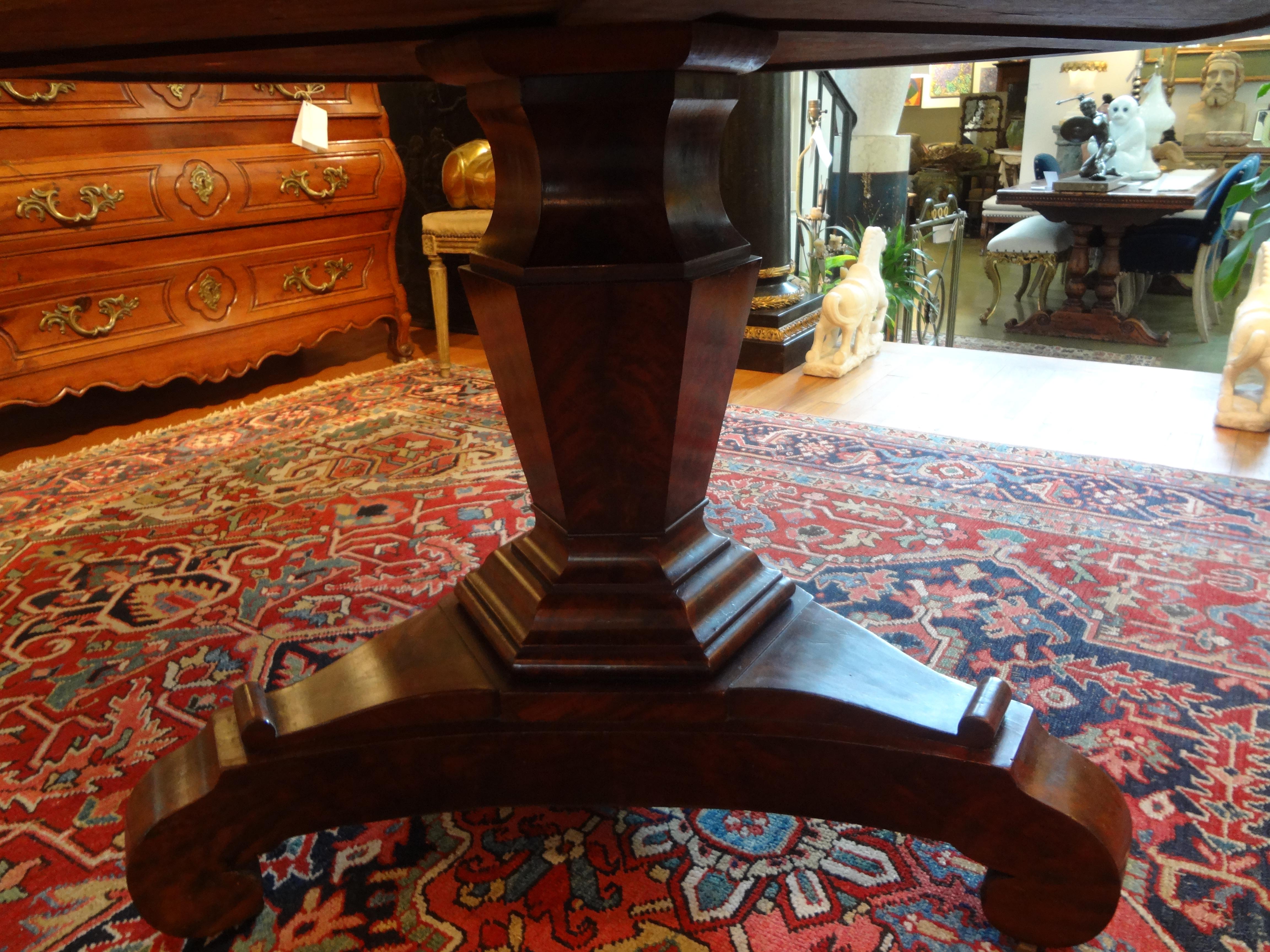 Early 19th Century 19th Century French Restauration Period Walnut Center Table with Gray Marble Top