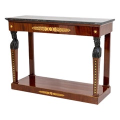 19th Century French Retour d'Egpyte Antique Veneered Mahogany Console Table