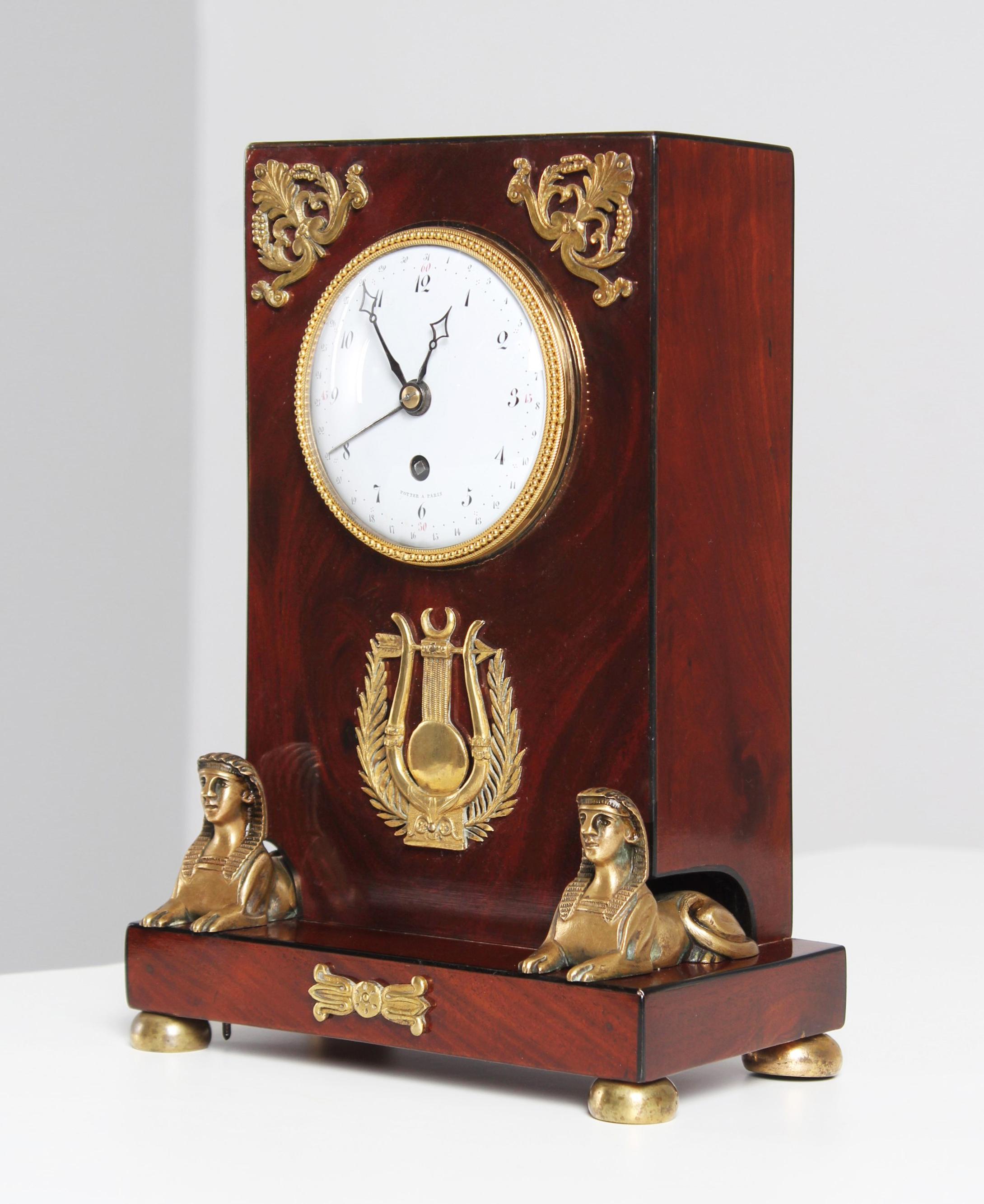 19th Century French Retour d'Egypte Mantel Clock, Pendule d'Audience 4