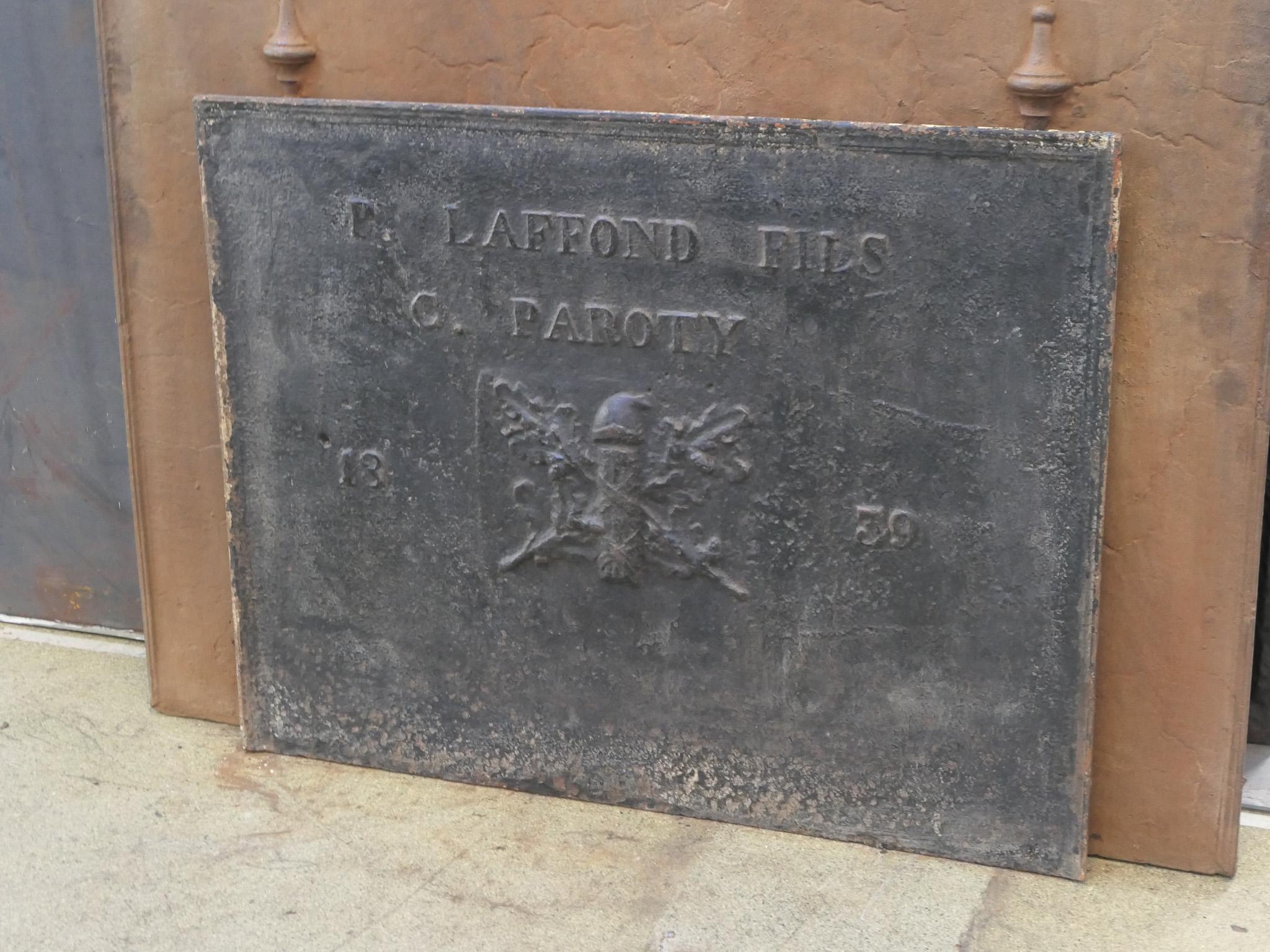 Iron 19th Century 'French Revolution' Fireback / Backsplash For Sale