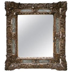 Antique 19th Century French Rocaille Decor Wood Mirror