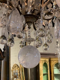 19th Century French Rock Crystal 12-Light Chandelier