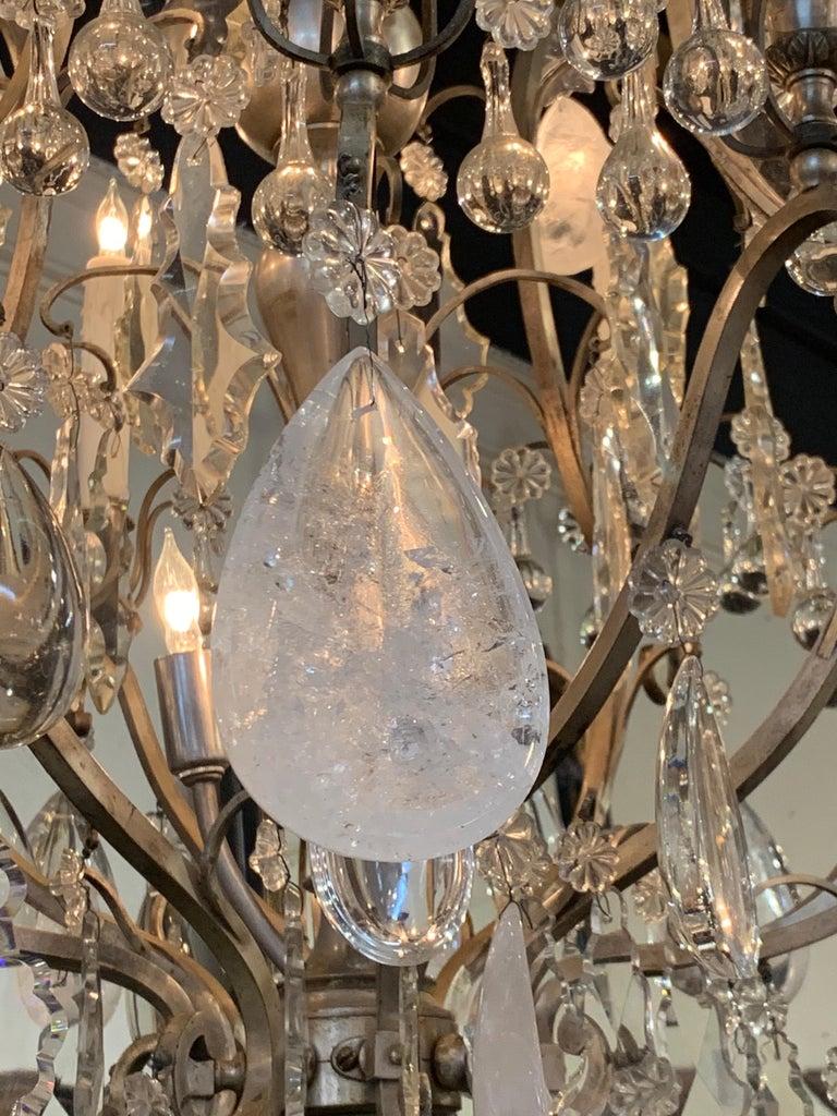19th Century French Rock Crystal 12-Light Chandelier For Sale 1