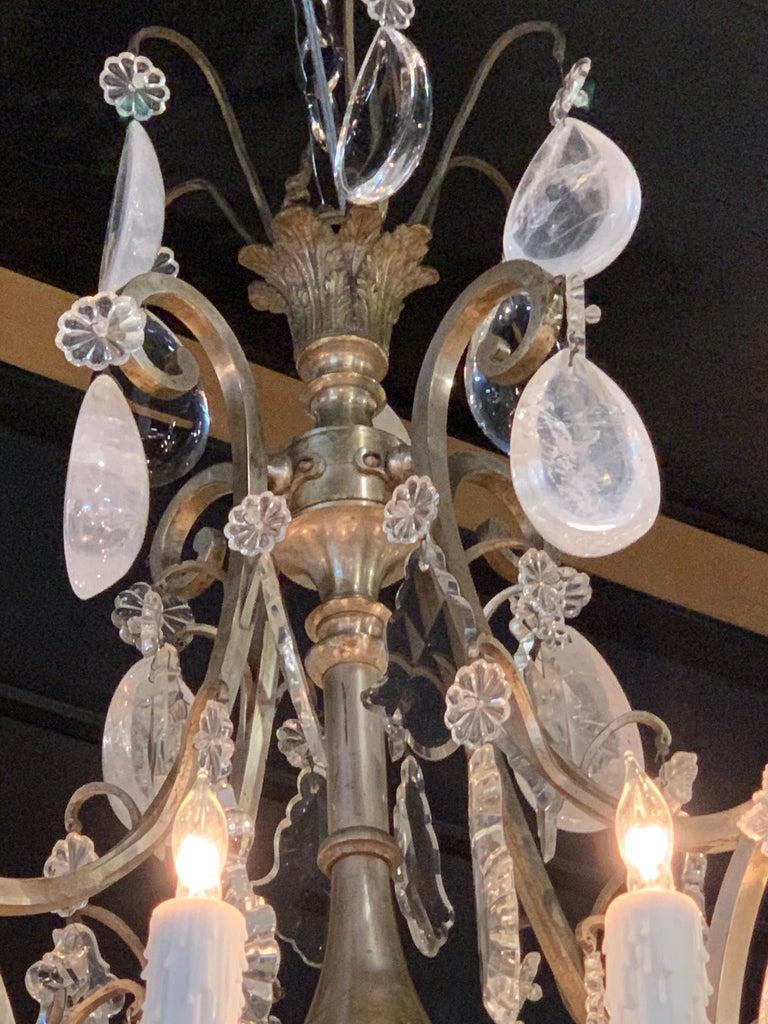 19th Century French Rock Crystal 12-Light Chandelier For Sale 2