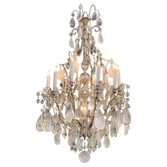 Antique 19th Century French Rock Crystal 12-Light Chandelier