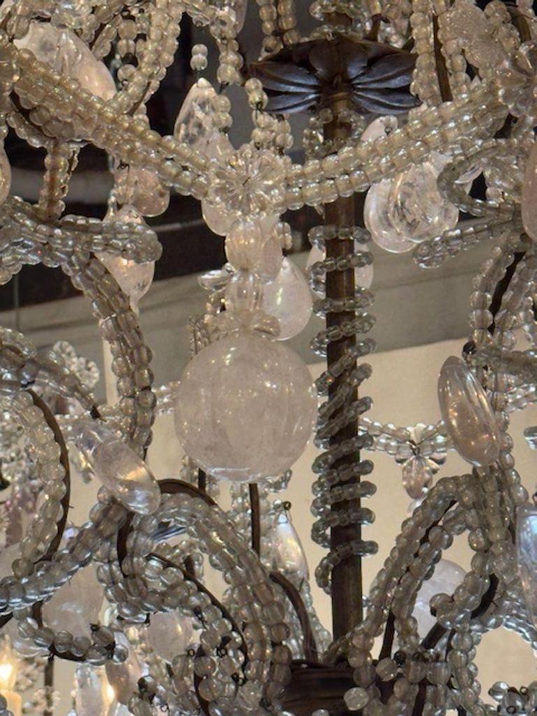 Lampadario di cristallo di rocca francese del XIX secolo In condizioni buone in vendita a Dallas, TX