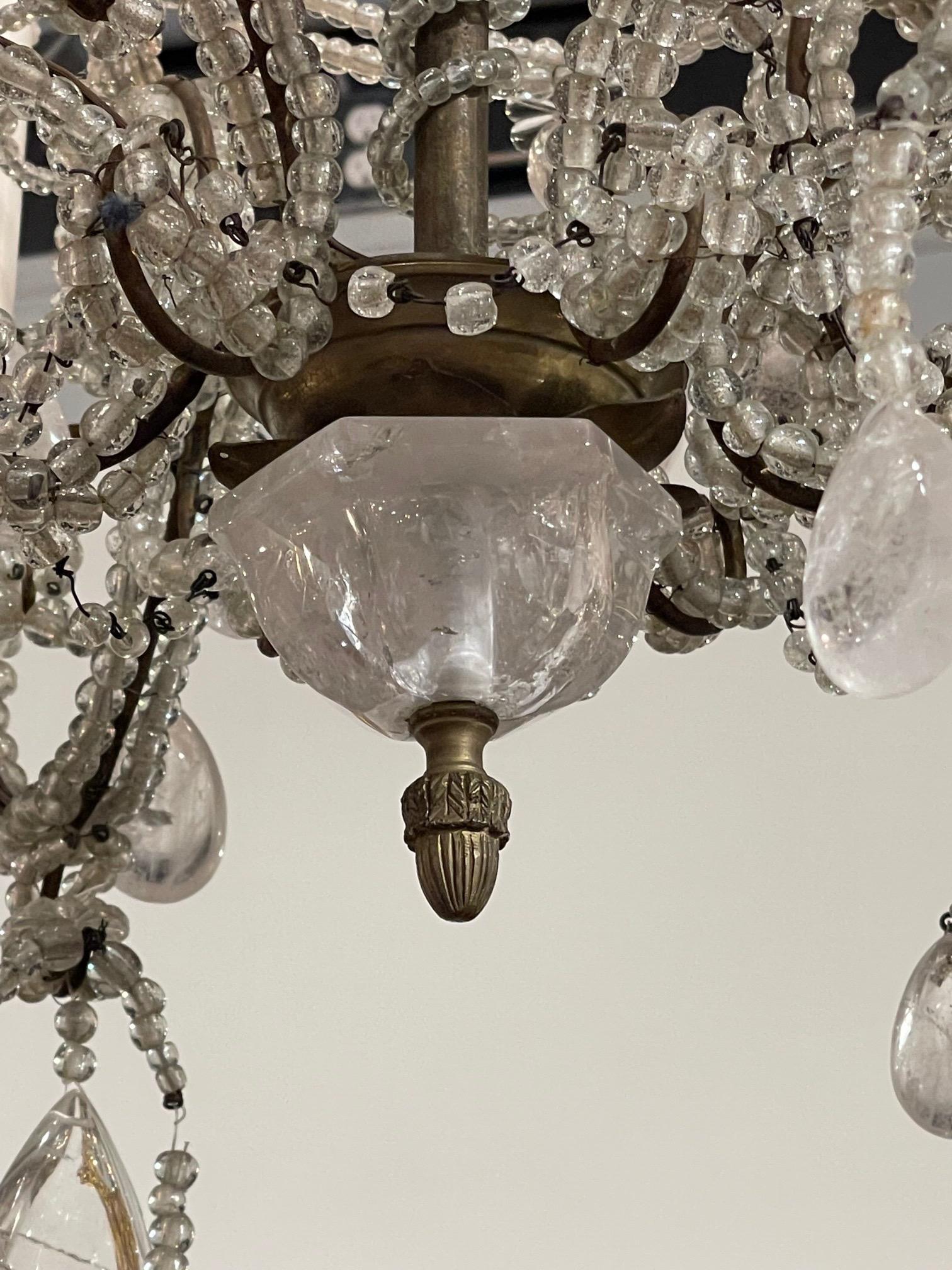 19th Century French Rock Crystal Chandelier with 6 Lights For Sale 2