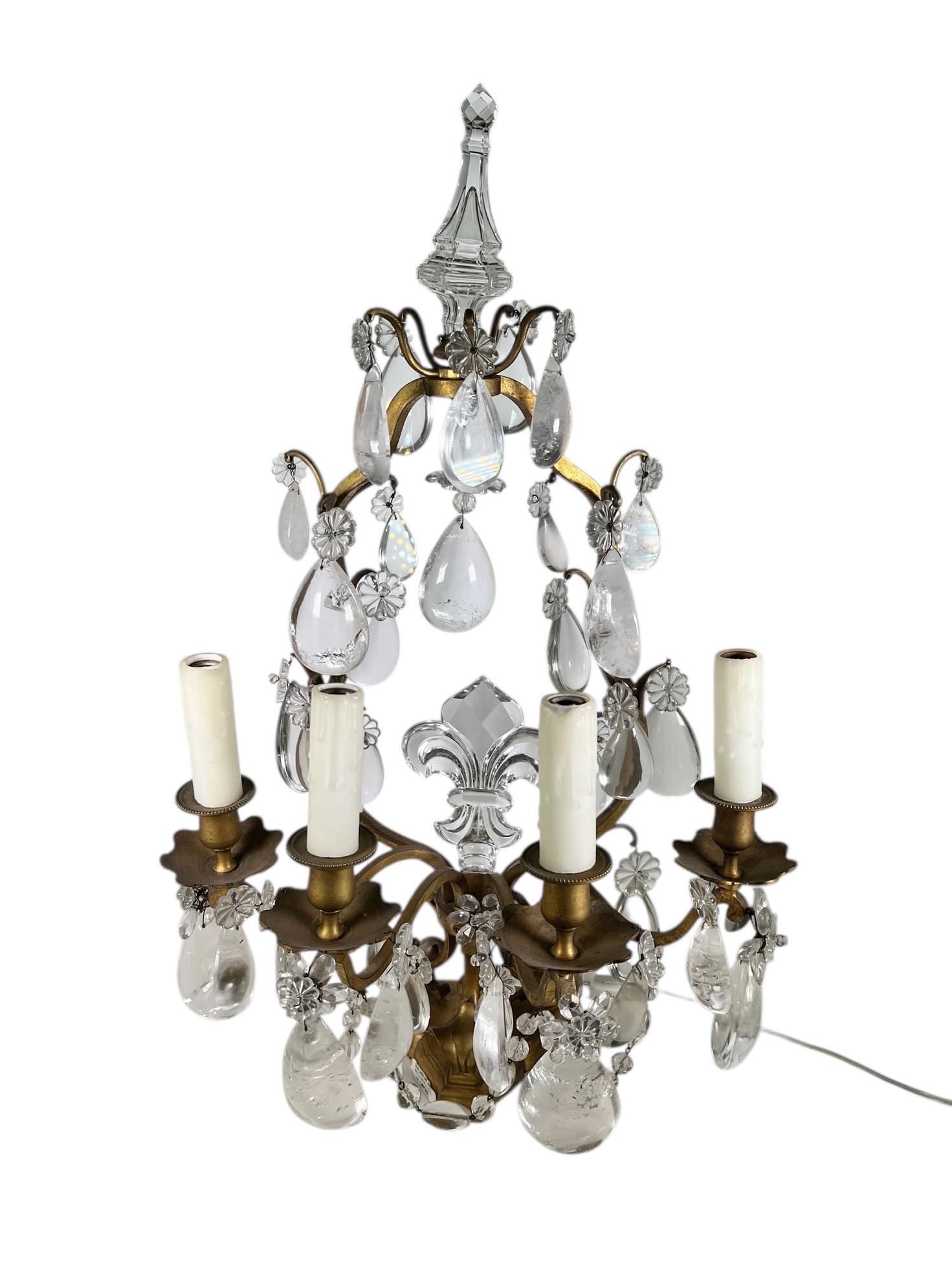 Girándolas francesas de cristal de roca del siglo XIX Fines del siglo XIX en venta