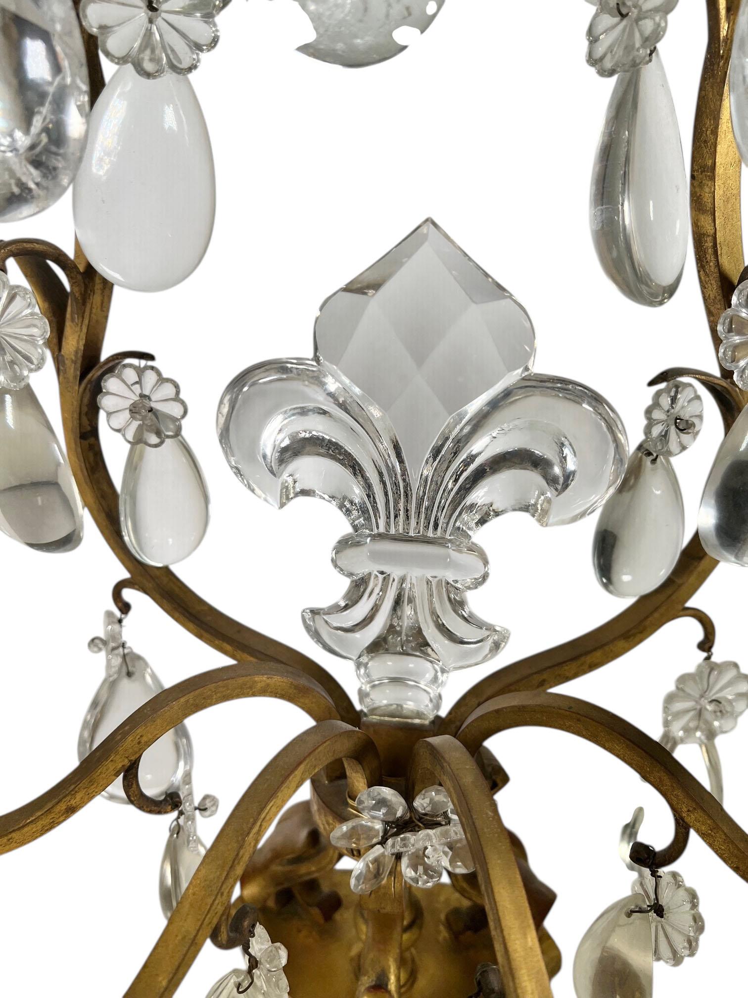 Girándolas francesas de cristal de roca del siglo XIX Bronce en venta