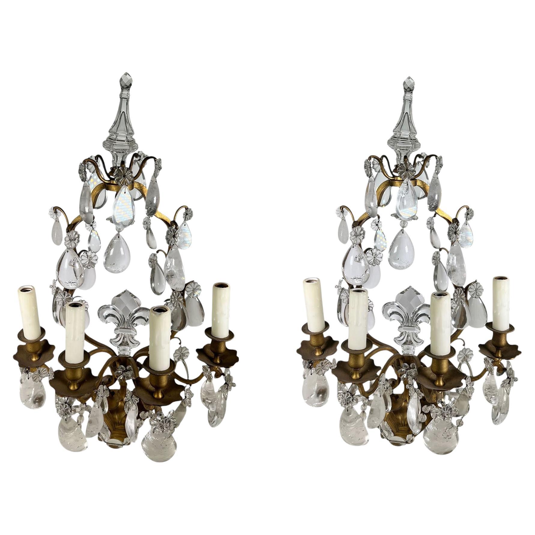 Girandoles en cristal de roche du 19e siècle
