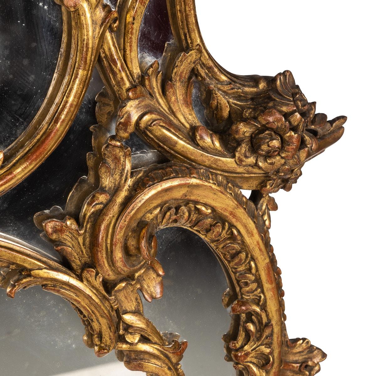19th Century French Rococo Carved Giltwood Mirror, circa 1860 For Sale 5