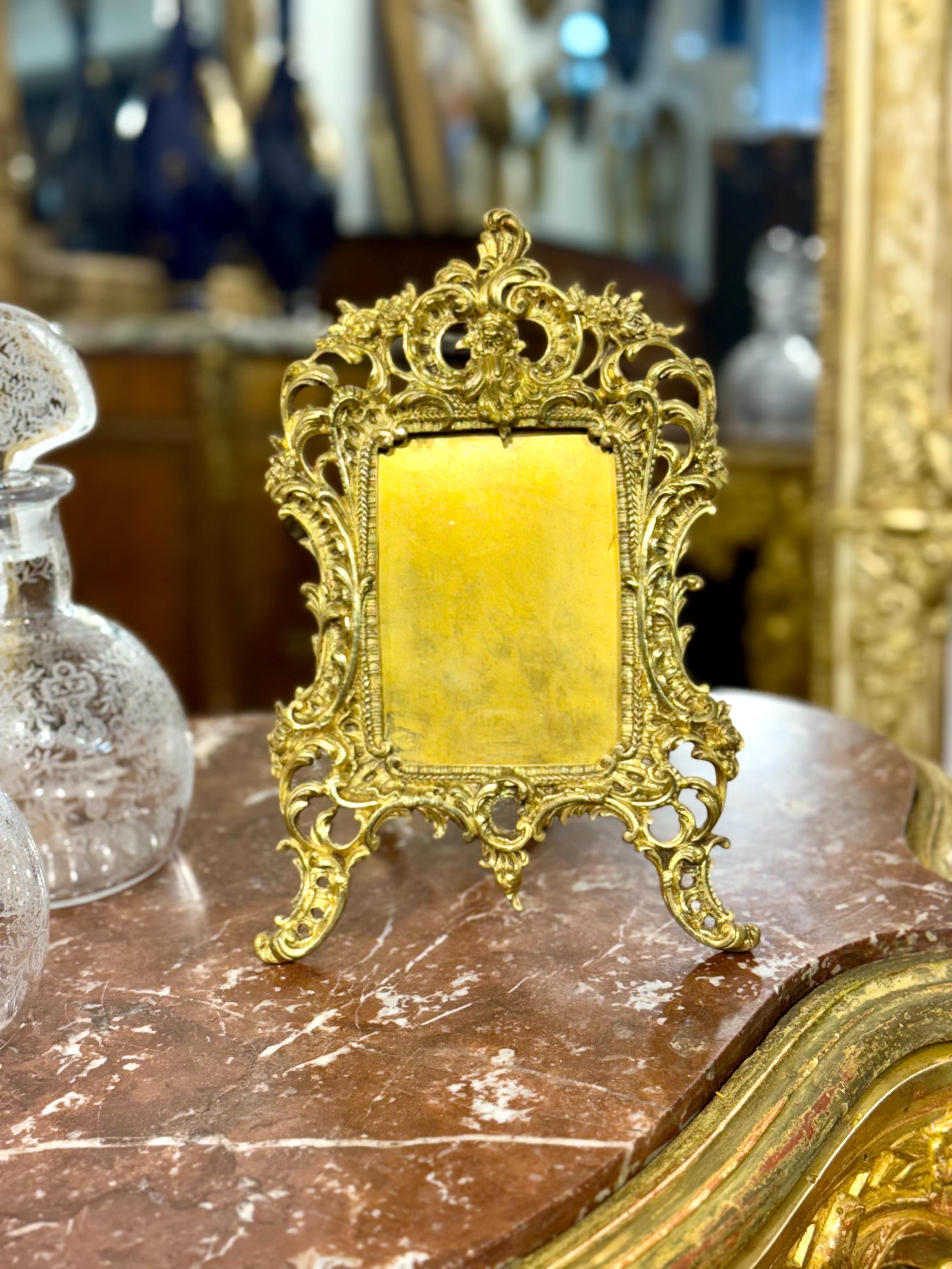 19th-Century French Rococo Gilt Bronze Tabletop Frame For Sale 6