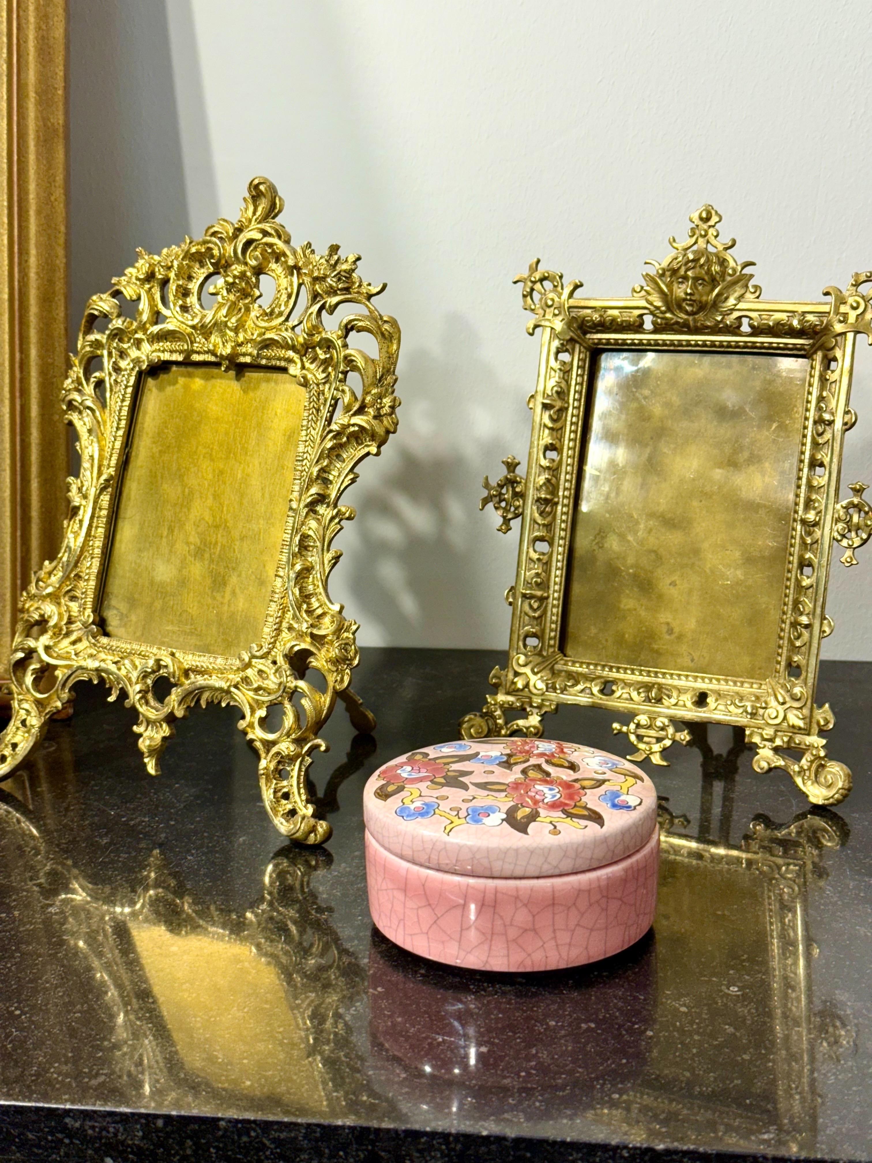 19th Century 19th-Century French Rococo Gilt Bronze Tabletop Frame For Sale