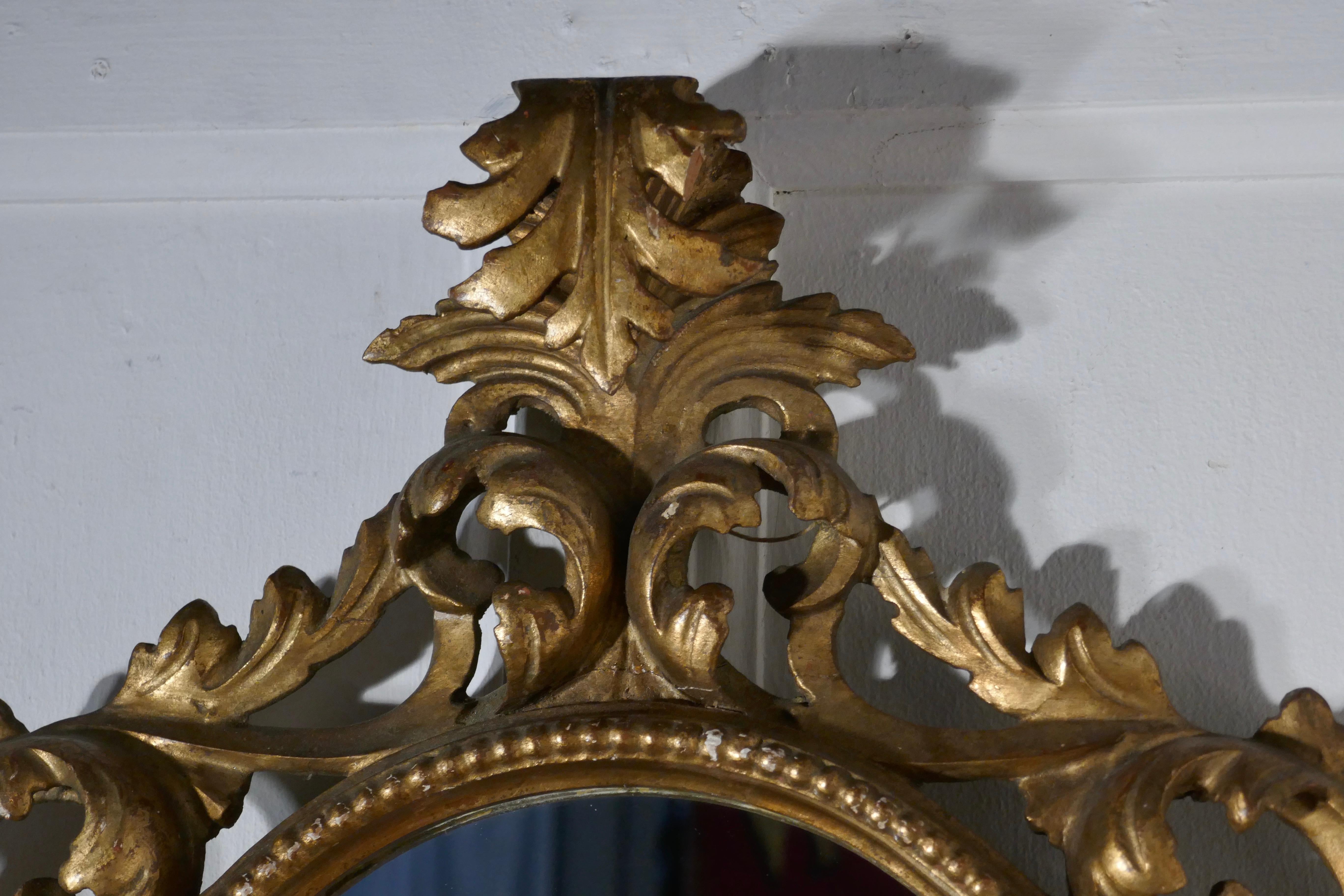 Giltwood 19th Century French Rococo Gilt Wall Mirror For Sale