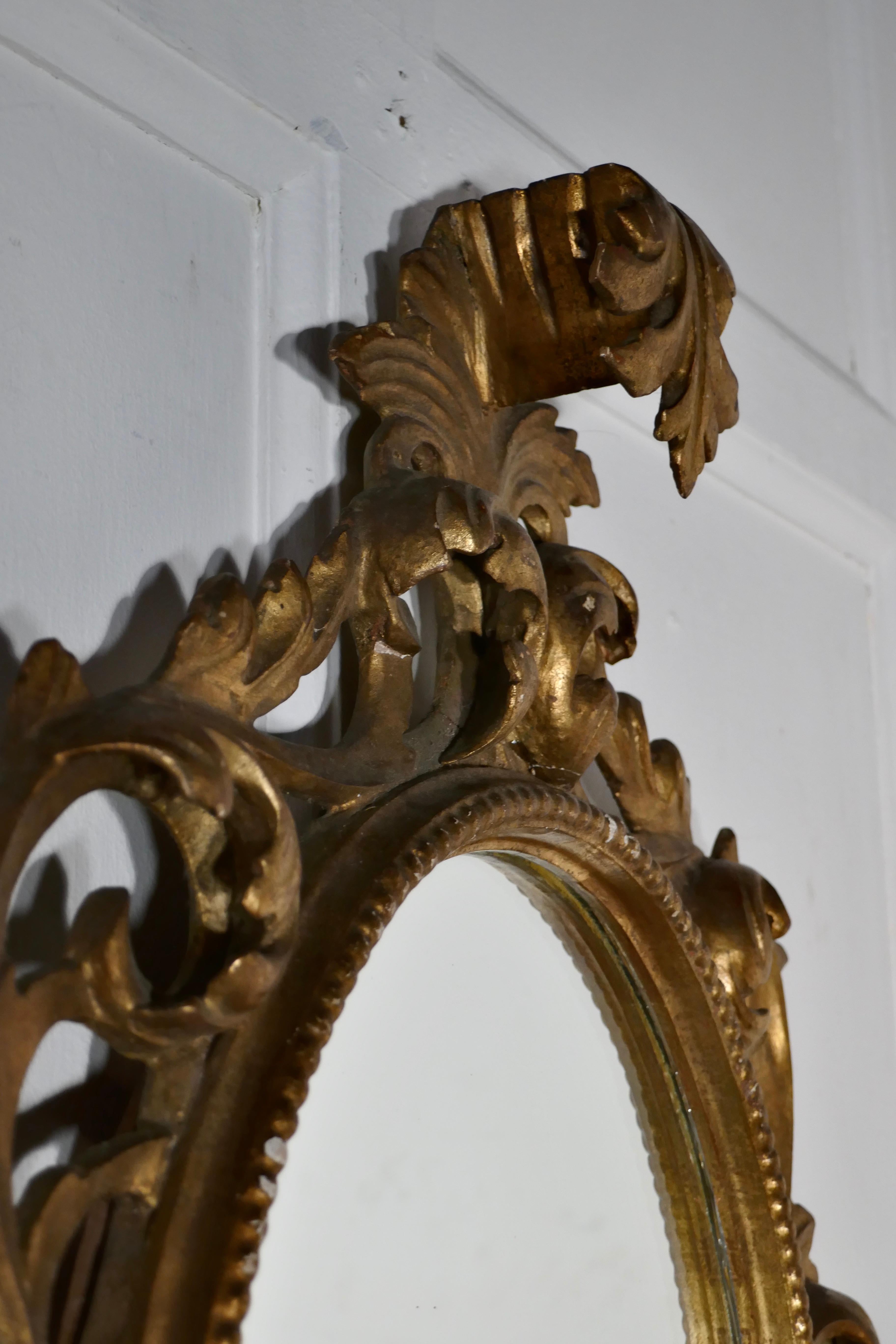 19th Century French Rococo Gilt Wall Mirror For Sale 4