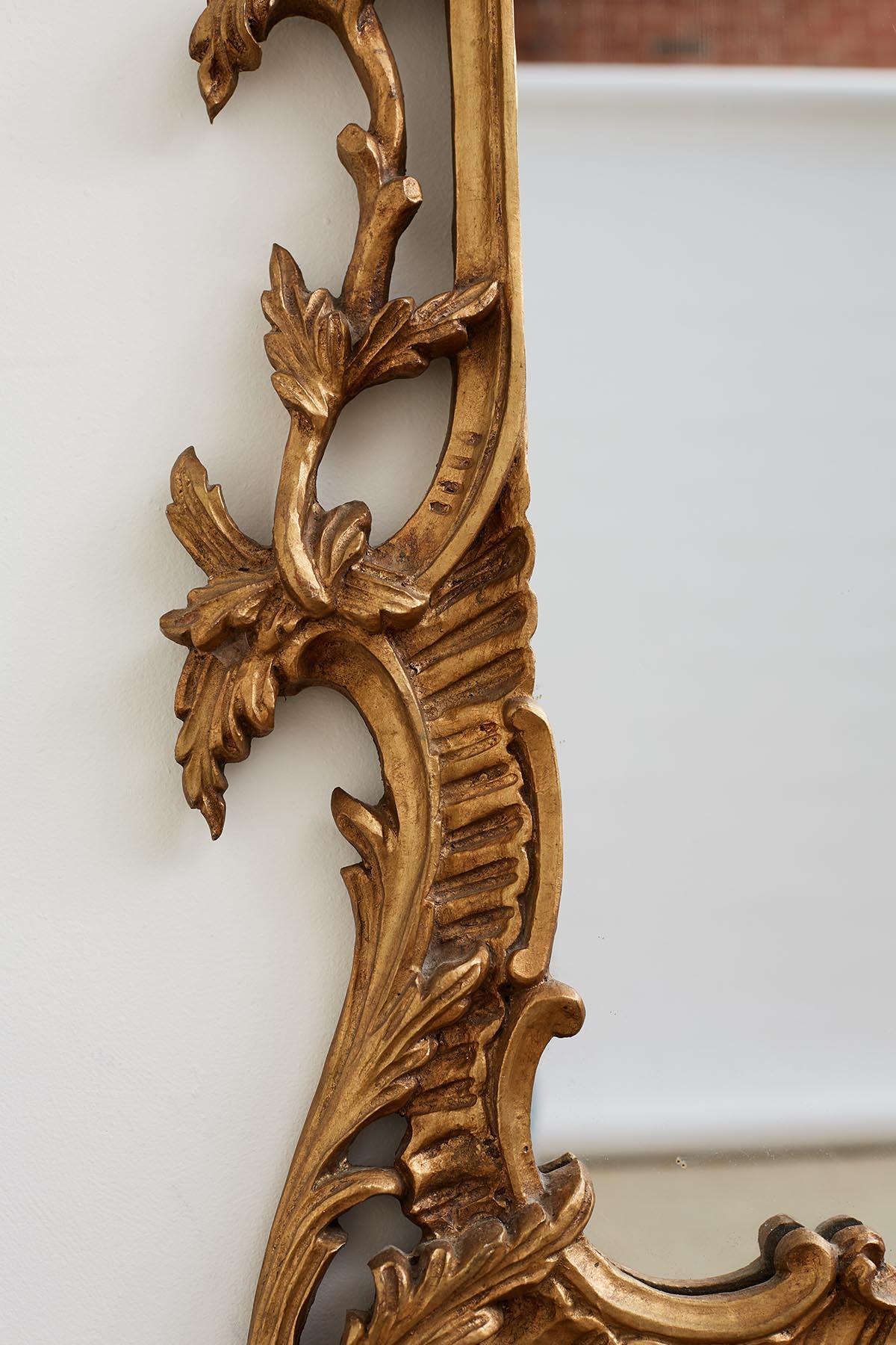 19th Century French Rococo Giltwood Carved Mirror 9