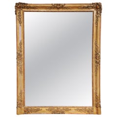 19th Century French Rococo Giltwood Mantel Mirror with Heart Motifs