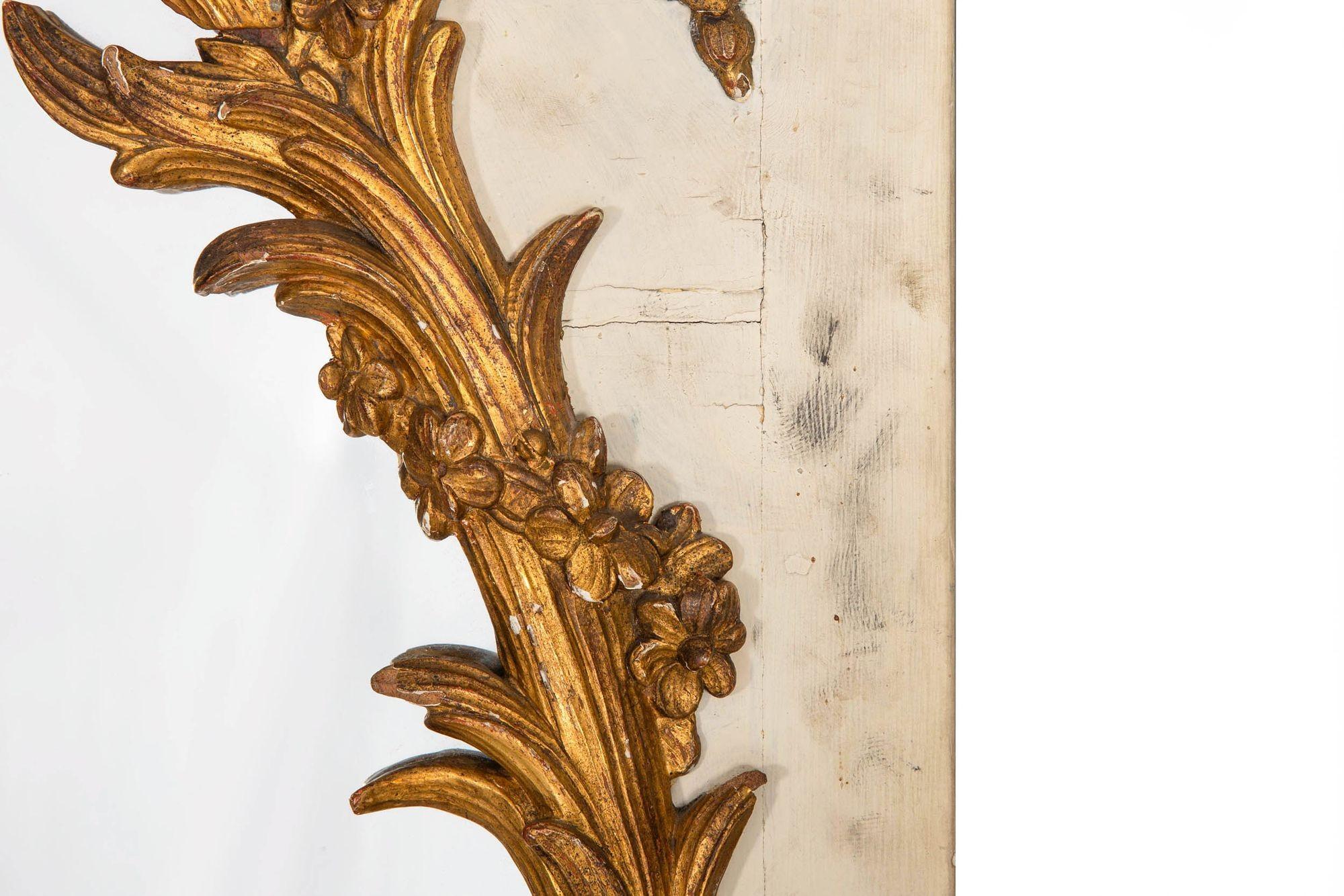 Specchio Trumeau in legno intagliato in stile Rococò Luigi XV del XIX secolo, H. H. 80 in vendita 7