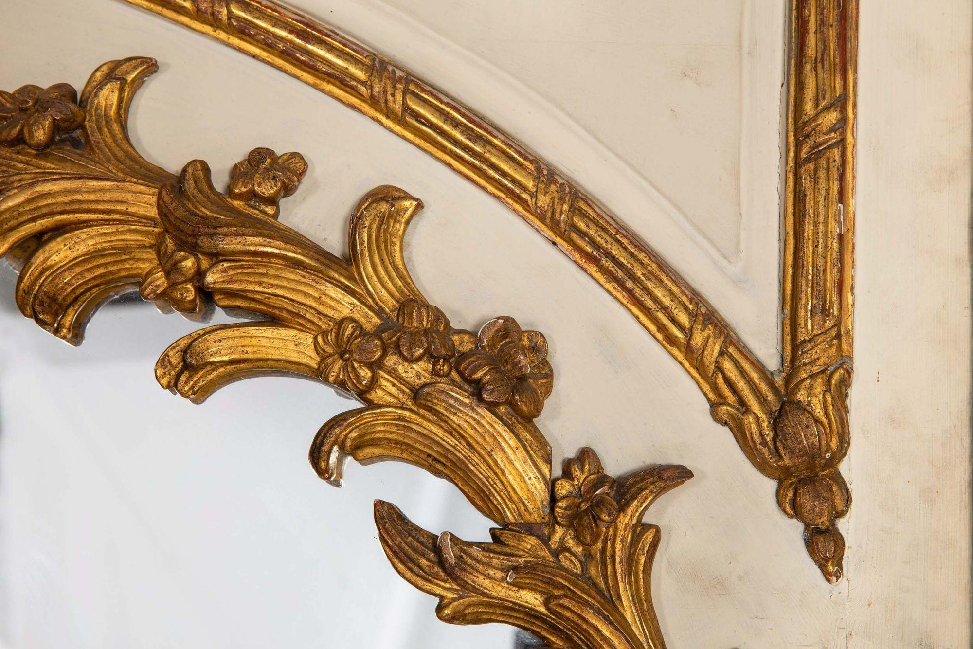 Specchio Trumeau in legno intagliato in stile Rococò Luigi XV del XIX secolo, H. H. 80 in vendita 8