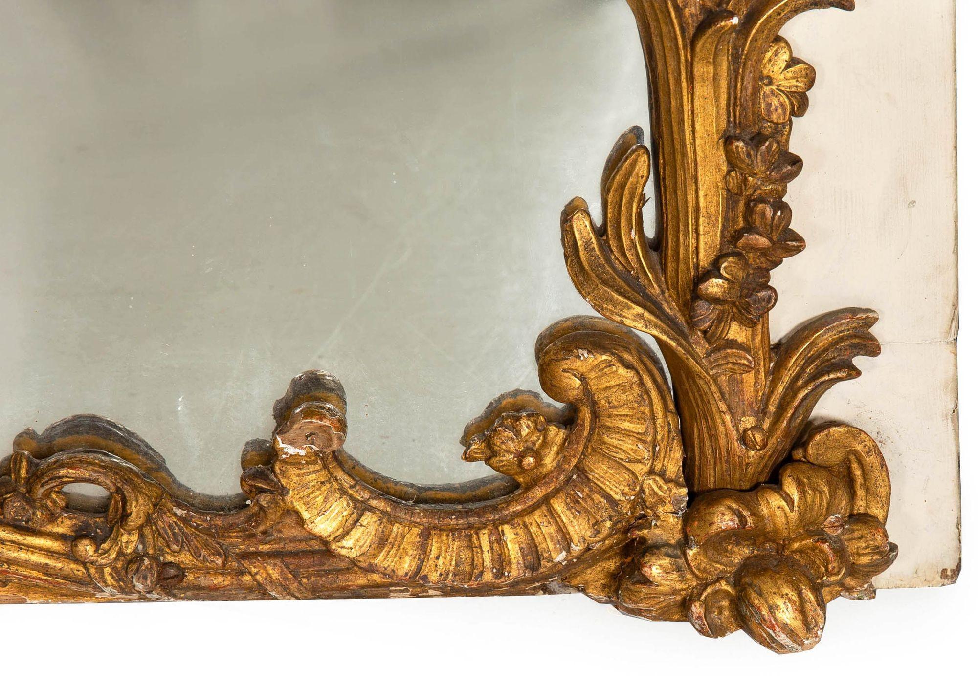 Specchio Trumeau in legno intagliato in stile Rococò Luigi XV del XIX secolo, H. H. 80 in vendita 10