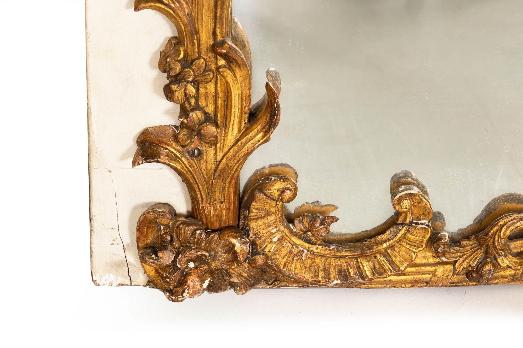 Specchio Trumeau in legno intagliato in stile Rococò Luigi XV del XIX secolo, H. H. 80 in vendita 12