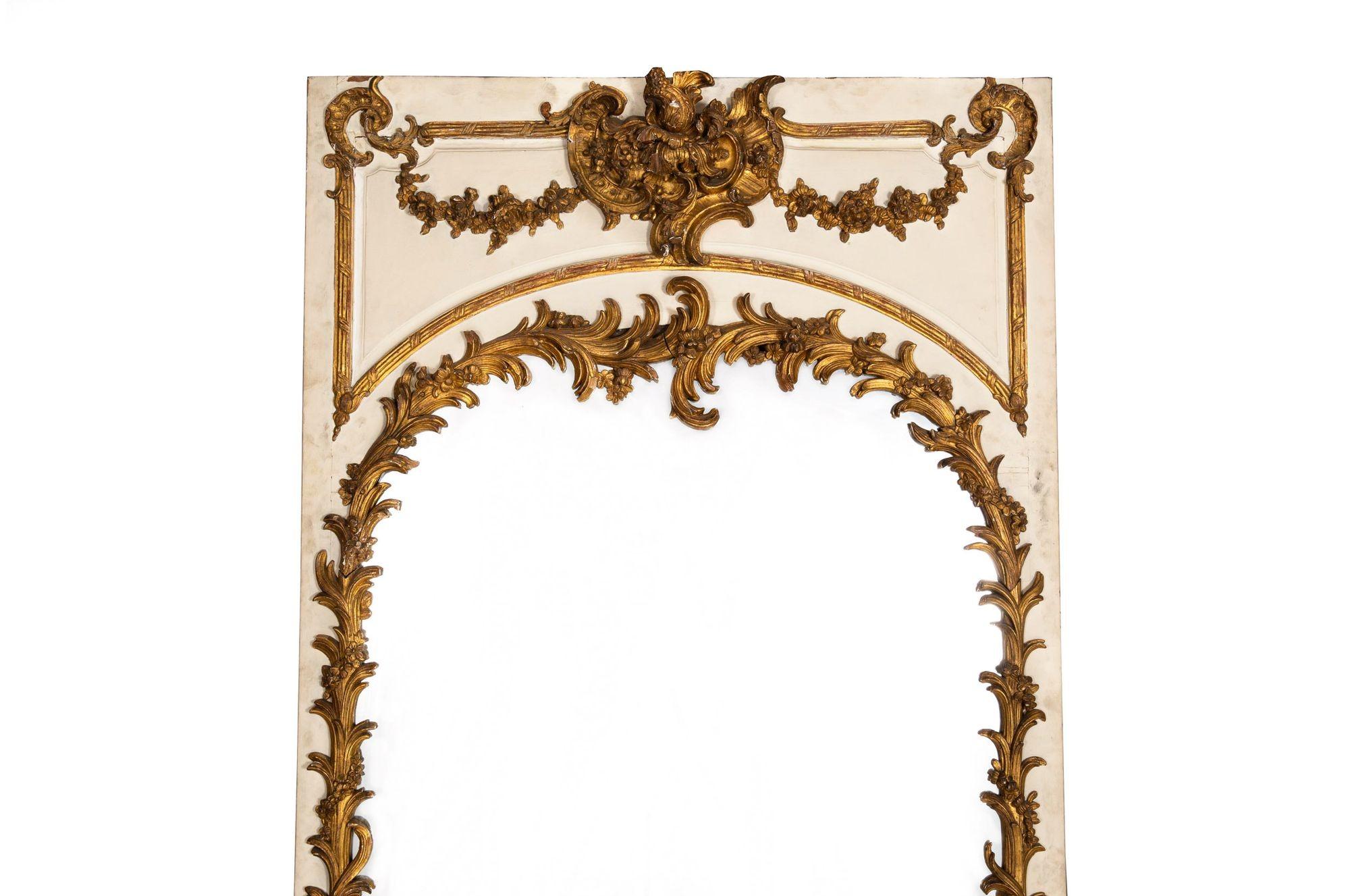 Francese Specchio Trumeau in legno intagliato in stile Rococò Luigi XV del XIX secolo, H. H. 80 in vendita