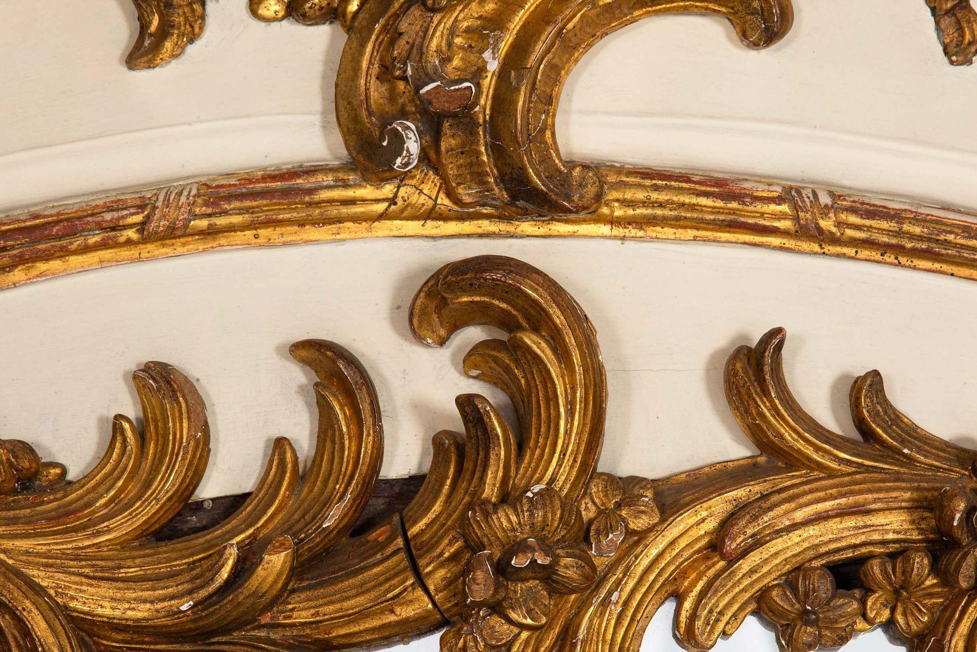 Specchio Trumeau in legno intagliato in stile Rococò Luigi XV del XIX secolo, H. H. 80 in vendita 3
