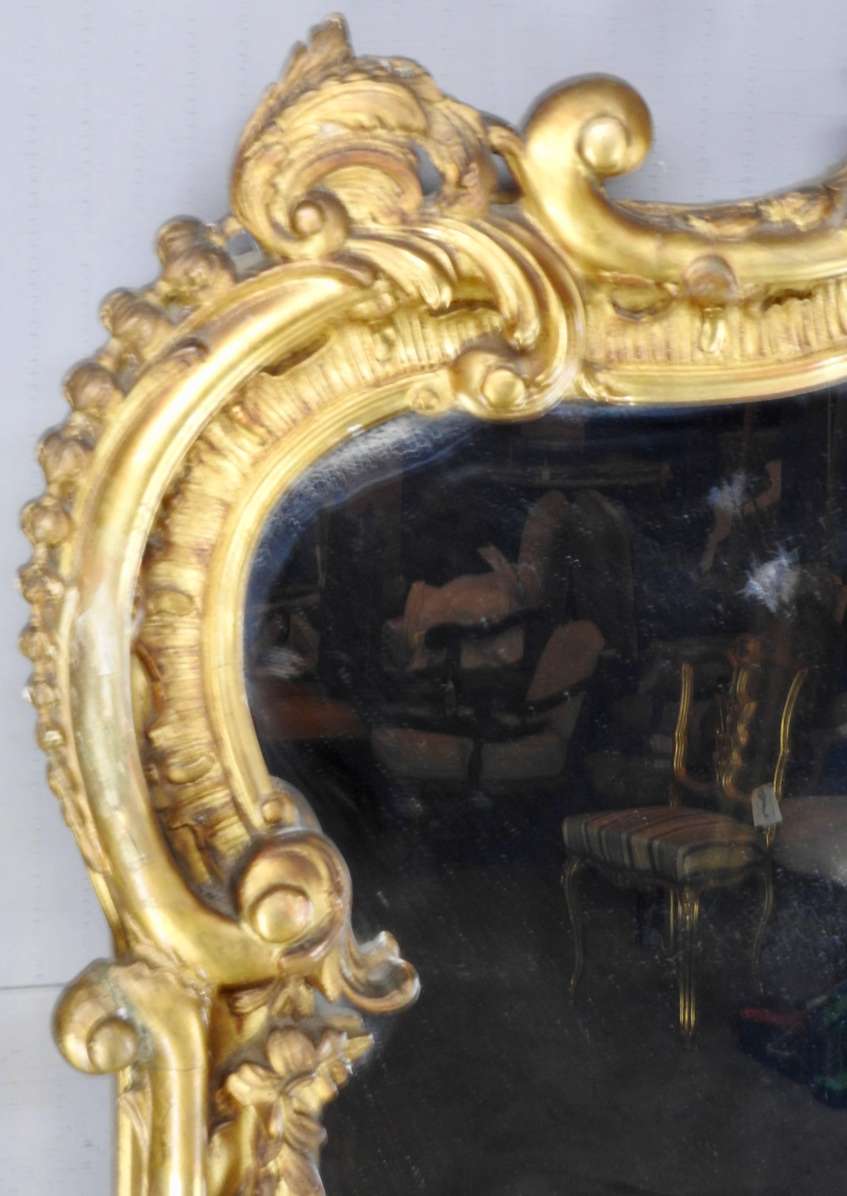 19th Century French Rococo Mirror In Fair Condition For Sale In Cookeville, TN