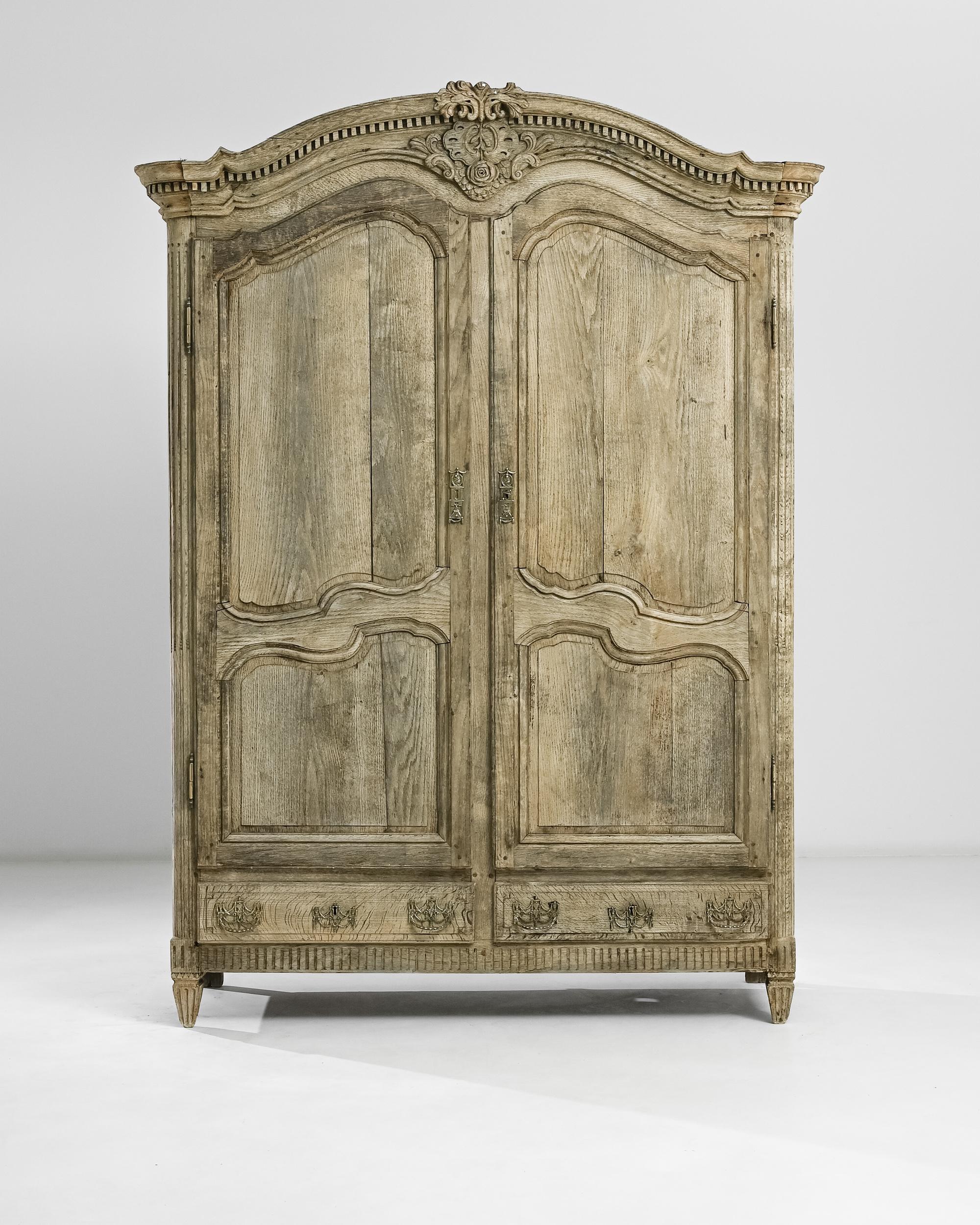 19th Century French Rococo Revival Bleached Oak Wardrobe 7