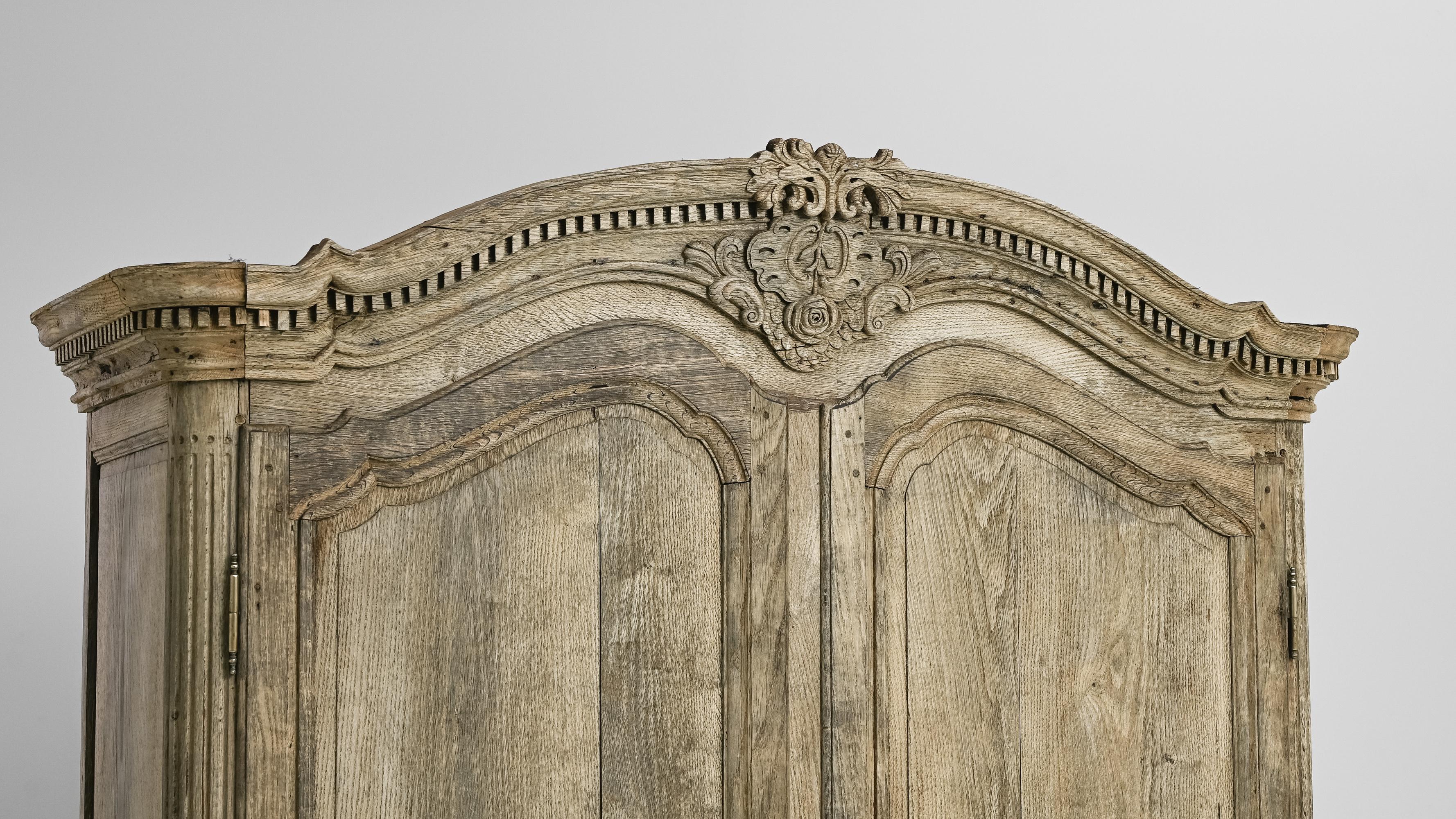 19th Century French Rococo Revival Bleached Oak Wardrobe 4