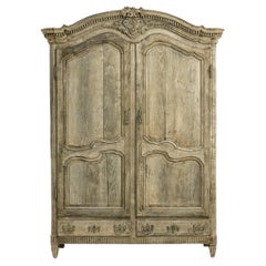 Antique 19th Century French Rococo Revival Bleached Oak Wardrobe